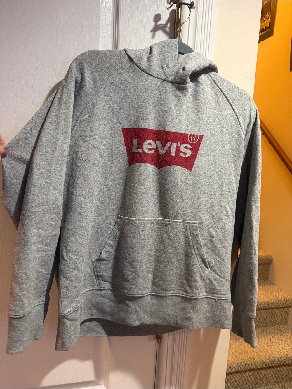 Women’s Levi's Gray Pullover Hoodie with Red Logo (L)